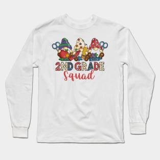 Cute Gnomes Funny 2nd Grade Squad Back To School Teacher Gift Long Sleeve T-Shirt